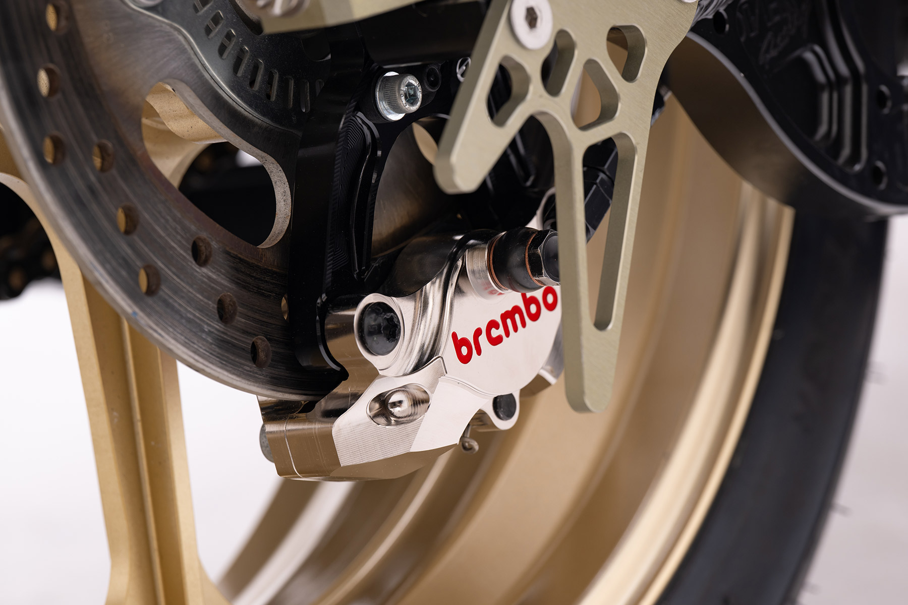 BREMBO GP2-SS CNC 2P リアキャリパー ニッケルコーティング レッドロゴ φ34 取付ピッチ:84mm