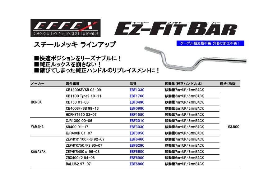 ブレーキホ】 EFFEX EFFEX:エフェックス EZ-FIT BAR [イージーフィットバー] カラー：シルバー (アルミ) CB400SF  Revo [NC42] ウェビック1号店 - 通販 - PayPayモール コード - shineray.com.br